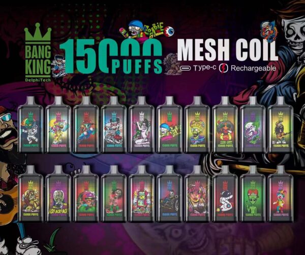Bang King 15000 Puffs 0% 2% 3% 5% Vape reîncărcabil de unică folosință cu nicotină Comerț cu ridicata - FishVape - 1