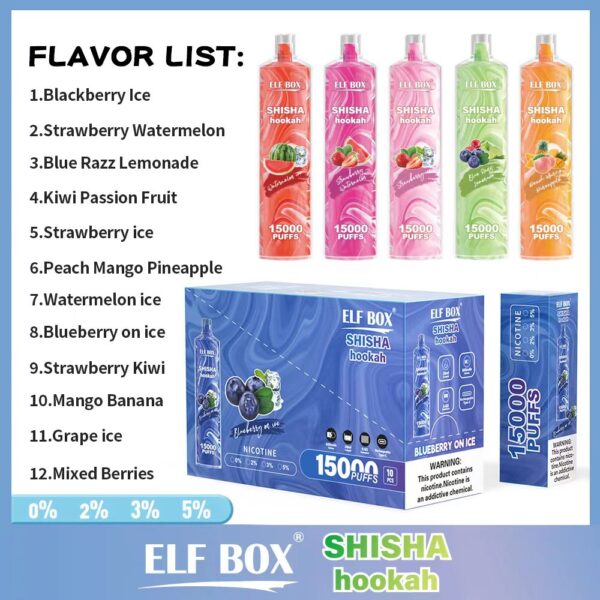 ELF BOX LS15000 Puff Shisha Hookah 0% 2% 5% Nicotine Rechargeable Disposable Vape Wholesale - FishVape - 2