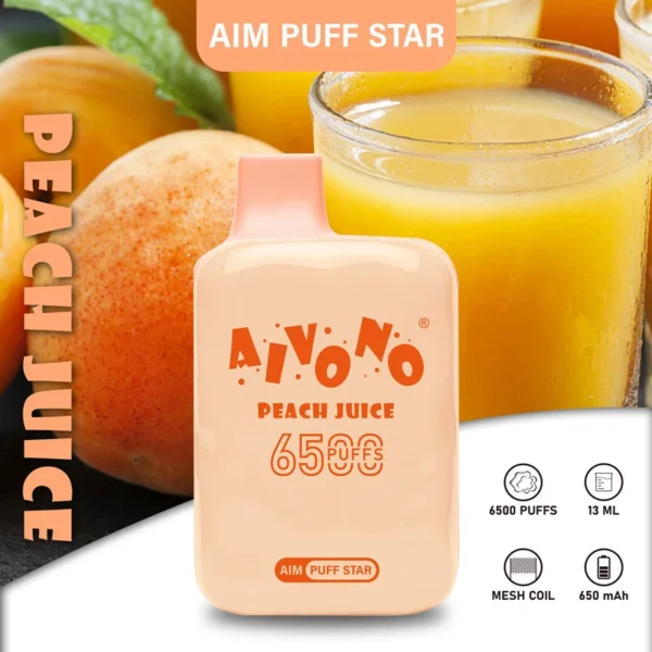 AIVONO AIM PUFFSTAR 6500 Puffs 0% 2% 5% Niskonikotynowy, jednorazowy, wielokrotnego ładowania Vapes Pen Luzem Kup hurtowo - FishVape - 11