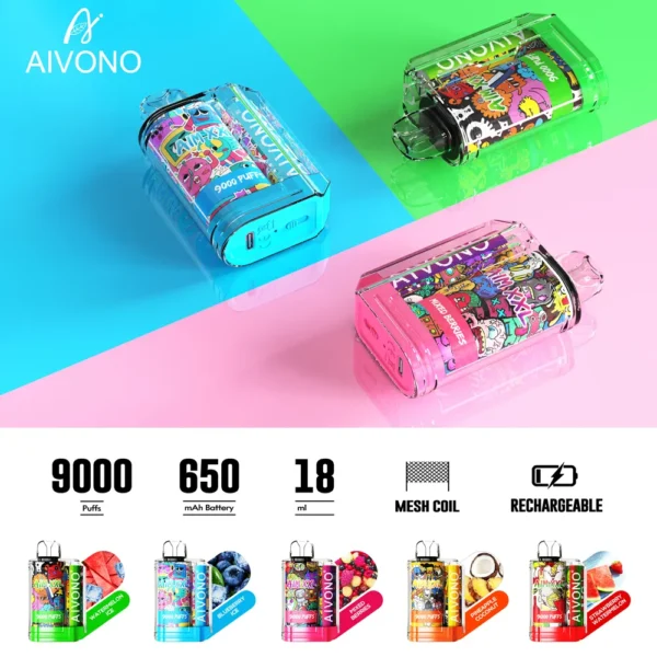 AIVONO AIM XXL 9000 Puffs 0% 2% 3% 5% Nikotynowy akumulator Jednorazowy długopis Vapes Kup hurtowo - FishVape - 11