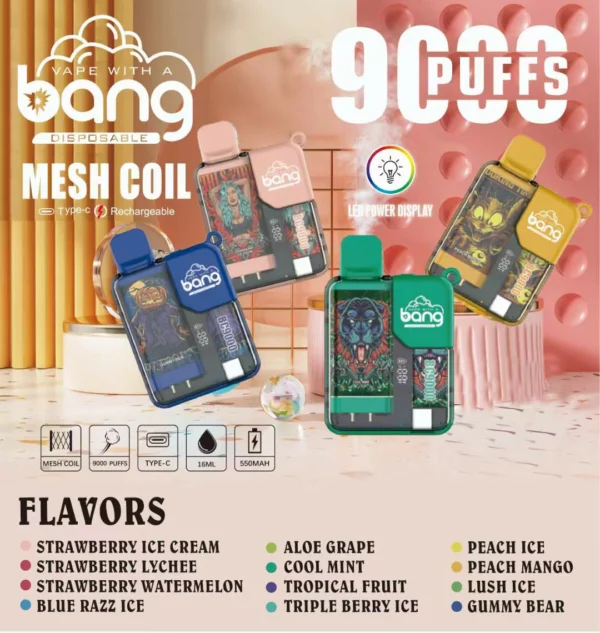 Bang BC 9000 Puffs 0% 2% 3% 5% Oplaadbare wegwerpvapes-pen met laag nicotinegehalte Bulk kopen groothandel - FishVape - 1