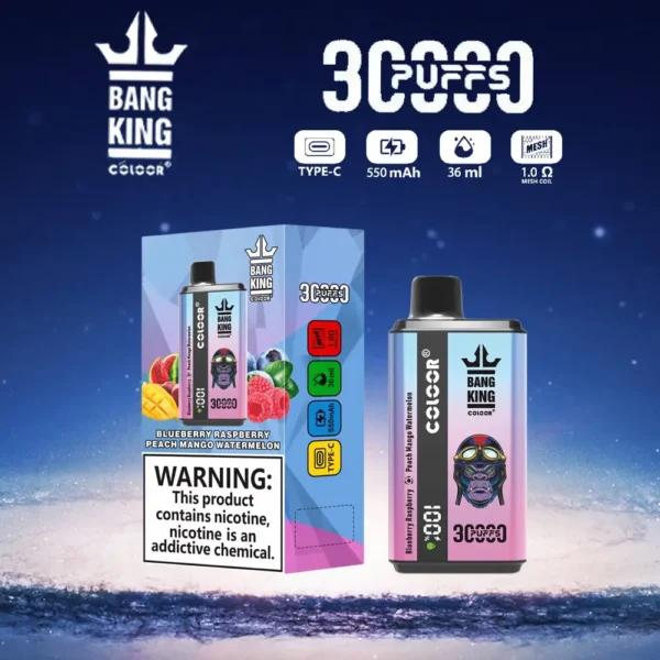 Bang King 30000 Puffs Double Saveur 0% 2% 3% 5% Stylo vape jetable rechargeable à faible teneur en nicotine en vrac Acheter en gros - FishVape - 7