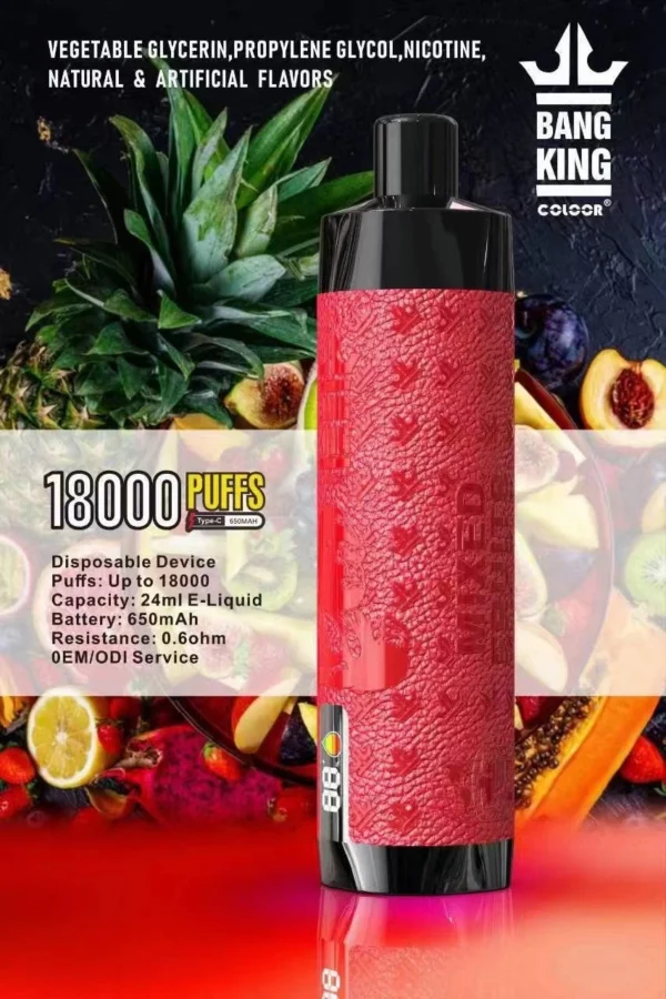 Bang King Crown Bar 18000 Puffs 0% 2% 3% 5% Penna per vaporizzatori usa e getta ricaricabile a basso contenuto di nicotina all'ingrosso Acquista all'ingrosso - FishVape - 6