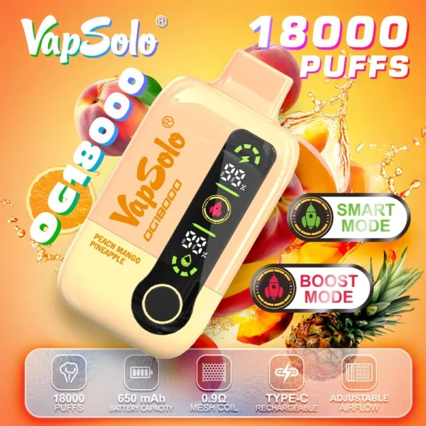 Vapsolo DG 18000 Rookwolken 2% 5% Oplaadbare wegwerpvapes-pen met laag nicotinegehalte Bulk Koop groothandel - FishVape - 4