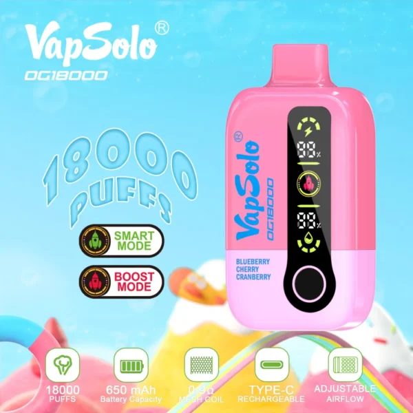 Vapsolo DG 18000 Rookwolken 2% 5% Oplaadbare wegwerpvapes-pen met laag nicotinegehalte Bulk Koop groothandel - FishVape - 5