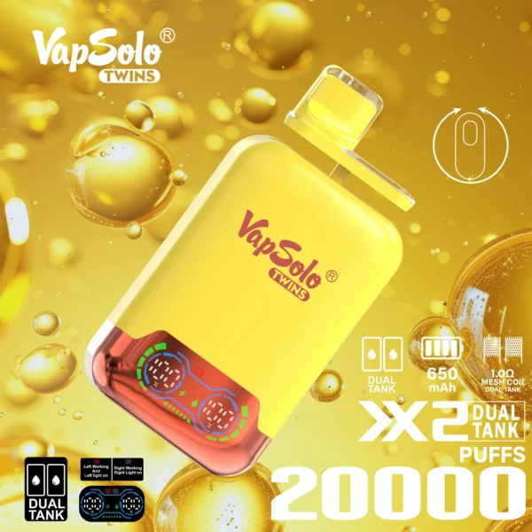 VapSolo Twins 20000 Puffar 2% 5% Uppladdningsbara engångsvapes med låg nikotinhalt Penna Bulk Köp Partihandel - FishVape - 4