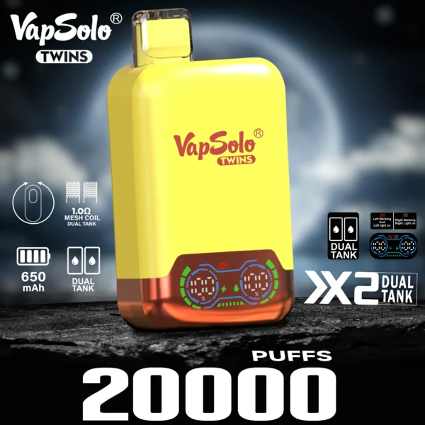 VapSolo Twins 20000 Puffar 2% 5% Uppladdningsbara engångsvapes med låg nikotinhalt Penna Bulk Köp Partihandel - FishVape - 3