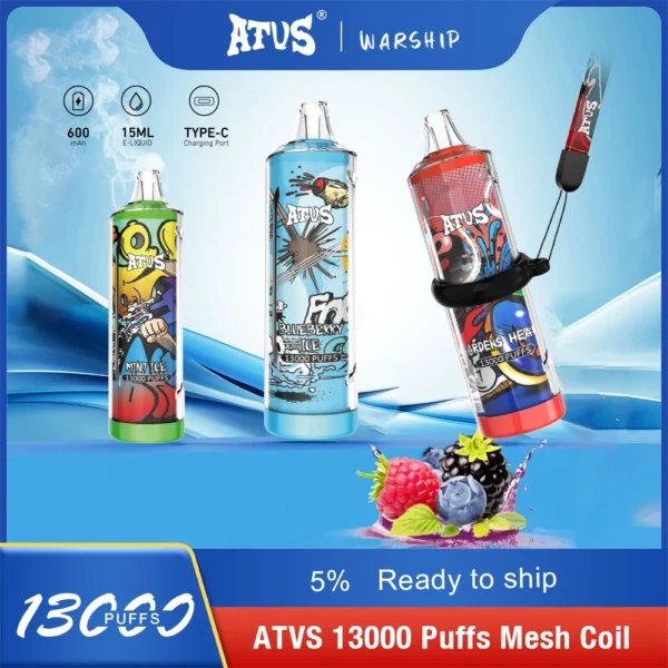 Atvs 13000 Puffs 5% Caneta Vapes Descartáveis ​​Recarregáveis ​​com Baixo Nicotina em Massa Comprar Atacado - FishVape - 1