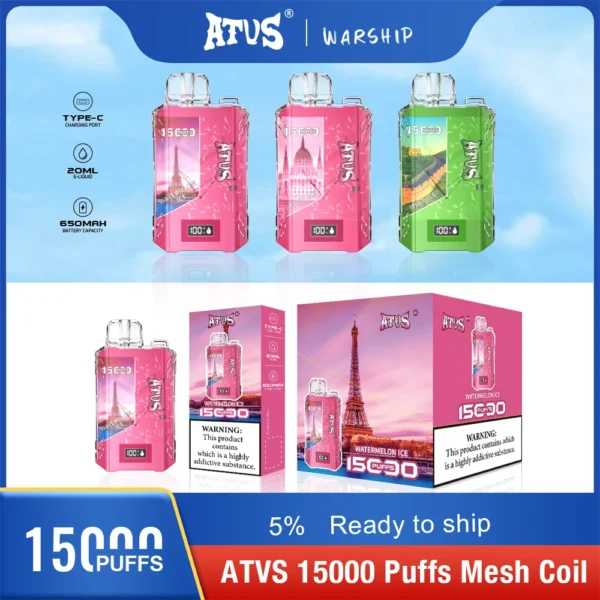 Atvs 15000 Puffs 5% Oplaadbare wegwerp-vapes-pen met laag nicotinegehalte, bulk kopen groothandel - FishVape - 8