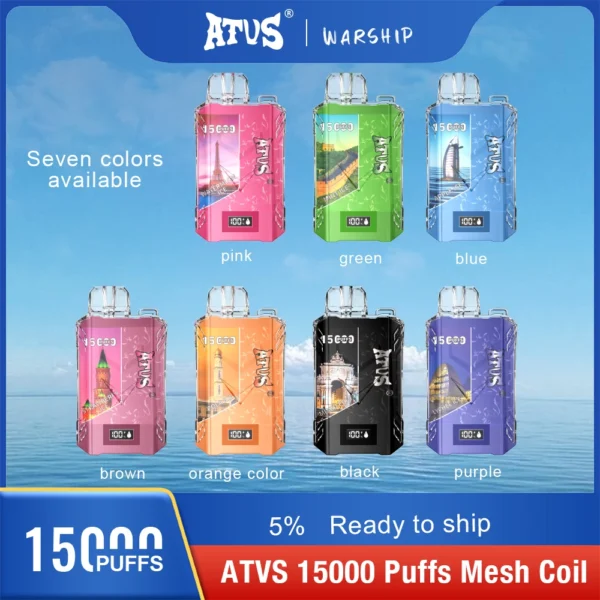 Atvs 15000 Puffs 5% Oplaadbare wegwerp-vapes-pen met laag nicotinegehalte, bulk kopen groothandel - FishVape - 1