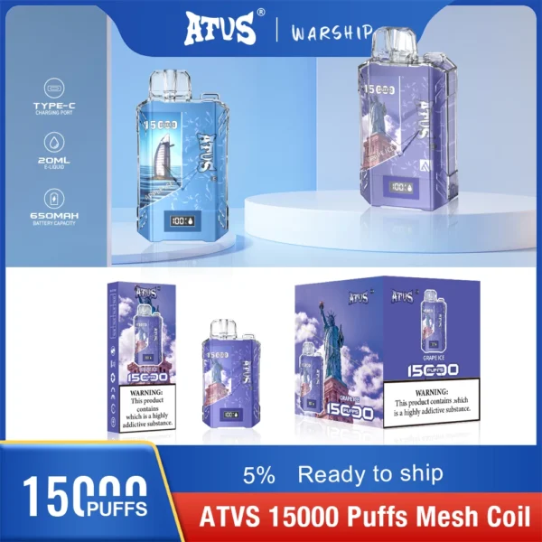Atvs 15000 Puffs 5% Oplaadbare wegwerpvapes-pen met laag nicotinegehalte, bulk kopen groothandel - FishVape - 12