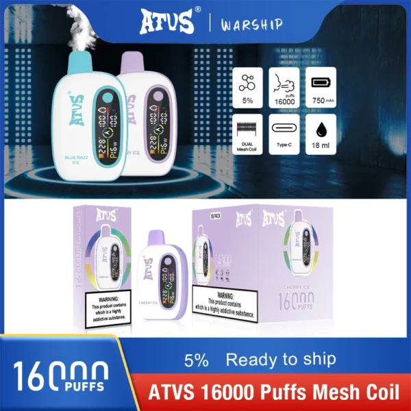 Atvs 16000 Puffs 2% 5% Low Nicotine Rechargeable Disposable Vapes Pen Bulk Buy Wholesale - FishVape - 4