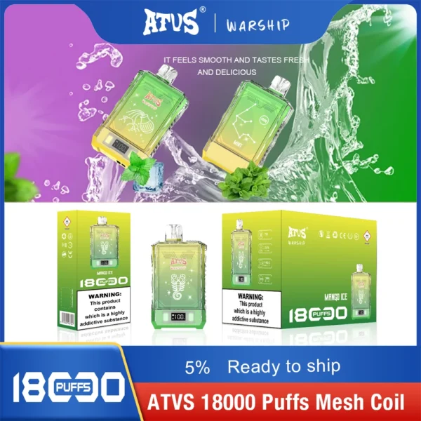 Atvs Warship 18000 Puffs 5% Genopladelige engangsvapes med lav nikotinindhold Pen Bulk Køb Engros - FishVape - 7