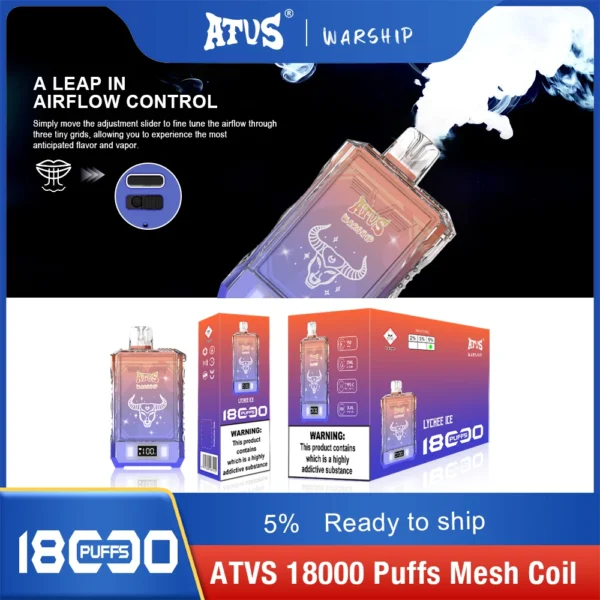 Atvs Warship 18000 Puffs 5% Genopladelige engangsvapes med lavt nikotinindhold Pen Bulk Køb Engros - FishVape - 8