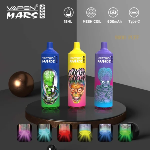 VAPEN Mars 9000 Puffs 0% 2% 5% Madala nikotiinisisaldusega taaslaetav ühekordne Vapes Pen hulgimüük - FishVape - 1