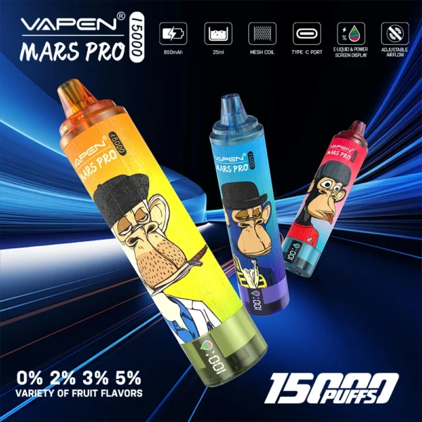 VAPEN Mrs Pro 15000 Puffs 2% Caneta Vapes Descartável Recarregável com Baixo Nicotina em Massa Compre no Atacado - FishVape - 1