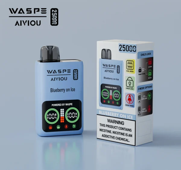 WASPE 25000 PUFFS Dual Mesh Box 0% 2% 5% Low Nicotine LED Display Rechargeable Disposable Vapes Pen Bulk Buy Wholesale - FishVape - 7