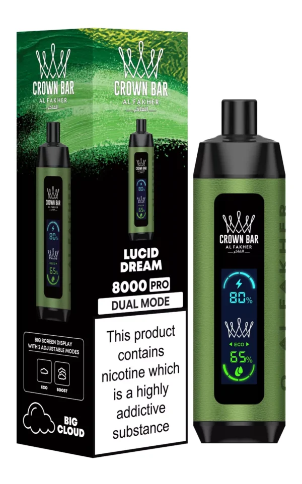 Al Fakher Crown Bar Big Cloud 8000 Pro Dual Mode Full Screen Low Nicotine Rechargeable Disposable Vapes Pen Bulk Buy Wholesale - European Warehouse Stock - FishVape - 5