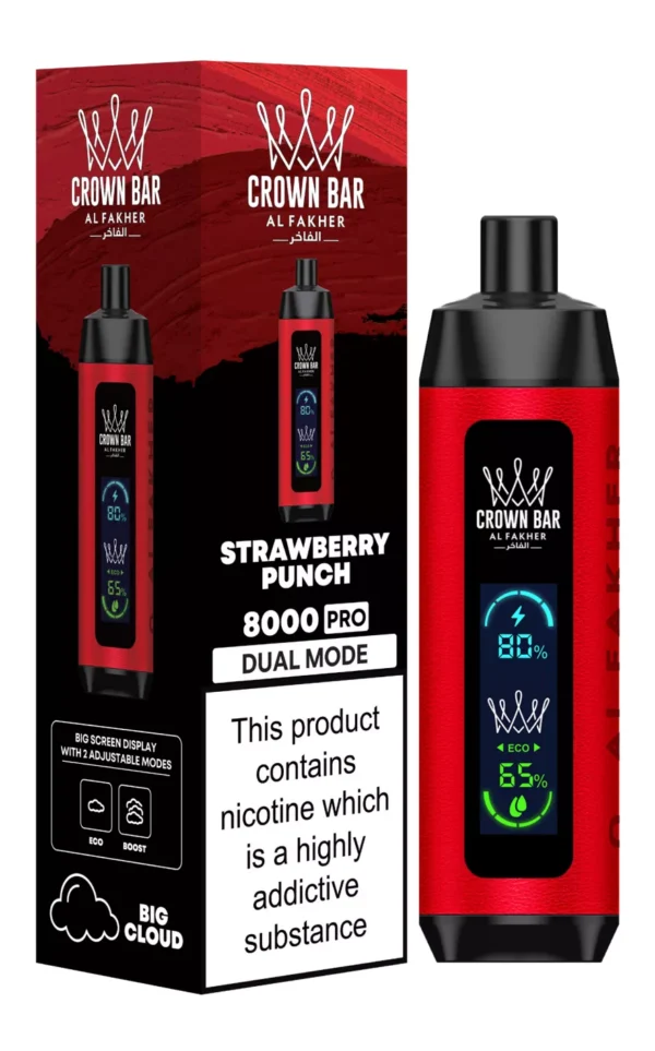 Al Fakher Crown Bar Big Cloud 8000 Pro Dual Mode Full Screen Low Nicotine Rechargeable Disposable Vapes Pen Bulk Buy Wholesale - European Warehouse Stock - FishVape - 17