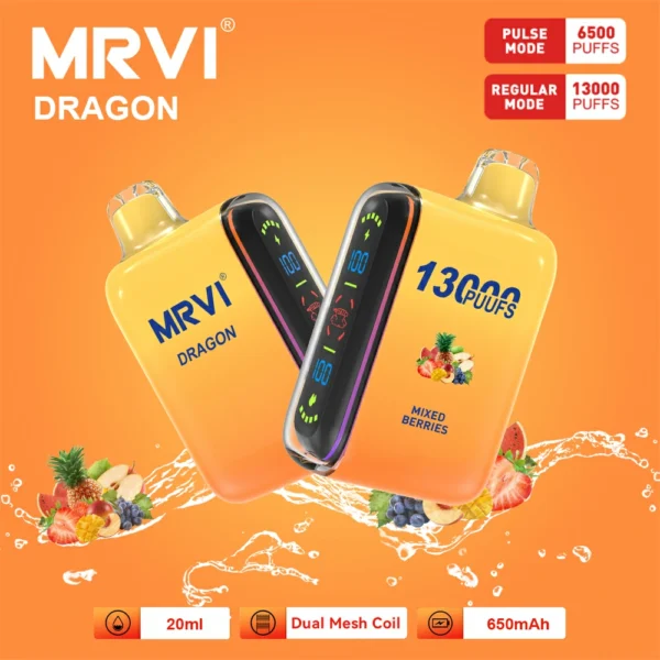 MRVI Dragon 13000 Puffs Двойной сетчатый цифровой экран 2% 5% Перезаряжаемые одноразовые ручки для вейпов с низким содержанием никотина Купить оптом - FishVape - 10