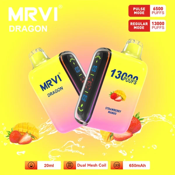 MRVI Dragon 13000 Puffs Двойной сетчатый цифровой экран 2% 5% Перезаряжаемые одноразовые ручки для электронных сигарет с низким содержанием никотина Купить оптом - FishVape - 11
