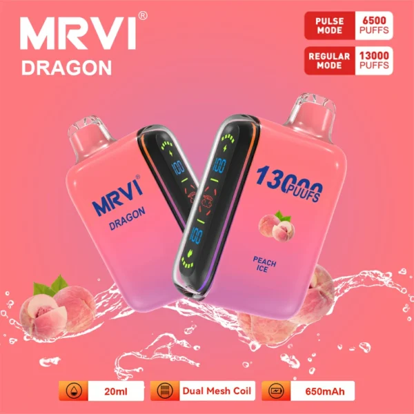 MRVI Dragon 13000 Puffs Двойная сетка с цифровым экраном 2% 5% Перезаряжаемая одноразовая ручка для вейпов с низким содержанием никотина Купить оптом - FishVape - 3