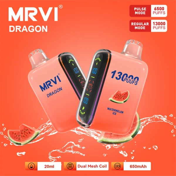 MRVI Dragon 13000 Puffs Dual Mesh Цифровой экран 2% 5% Перезаряжаемые одноразовые ручки для электронных сигарет с низким содержанием никотина Купить оптом - FishVape - 6