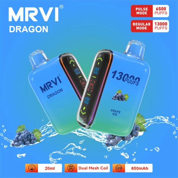 MRVI Dragon 13000 Puffs Dual Mesh Цифровой экран 2% 5% Перезаряжаемые одноразовые ручки для электронных сигарет с низким содержанием никотина Купить оптом - FishVape - 9