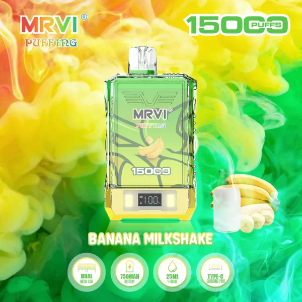 MRVI Puffing 15000 Puffs Двойная сетка с цифровым экраном 2% 5% Перезаряжаемая одноразовая ручка для вейпов с низким содержанием никотина Купить оптом - FishVape - 3