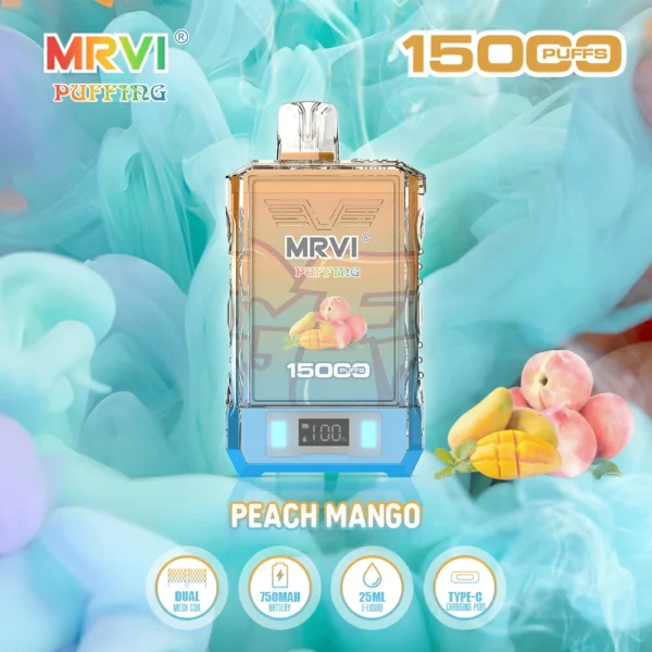MRVI Puffing 15000 Puffs Двойная сетка с цифровым экраном 2% 5% Перезаряжаемая одноразовая ручка для вейпов с низким содержанием никотина Купить оптом - FishVape - 7
