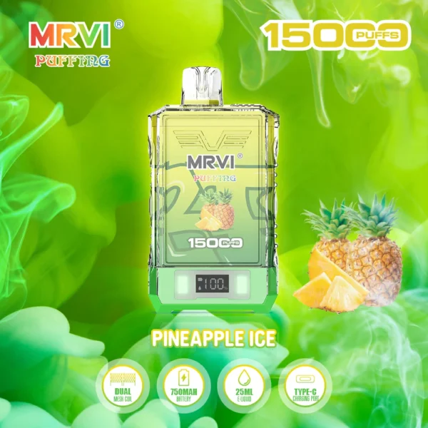 MRVI Puffing 15000 Puffs Двойная сетка с цифровым экраном 2% 5% Перезаряжаемая одноразовая ручка для электронных сигарет с низким содержанием никотина Купить оптом - FishVape - 10