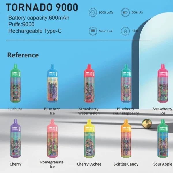 MRVI Tornado 9000 Puffs 2% 3% 5% Vapes desechables recargables con bajo contenido de nicotina Compra a granel al por mayor - FishVape - 1