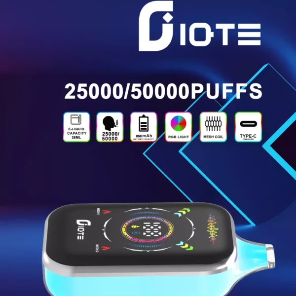 IQTE 50000 Puff Dual Mesh RGB Schermo intero 0% 2% 5% Penna per vaporizzatori usa e getta ricaricabile a basso contenuto di nicotina all'ingrosso Acquista all'ingrosso - FishVape - 1