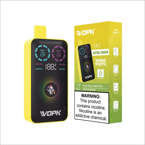 VOPK ULTRA 30000 Puffs Double Flavour Dual Mesh Digital Screen 2% Low Nicotine Rechargeable Disposable Vapes Pen Bulk Buy Wholesale - FishVape - 5